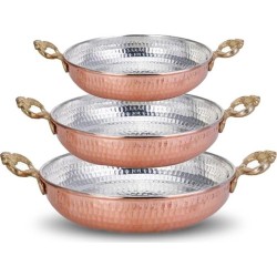 Üçlü dövme bakır tava seti